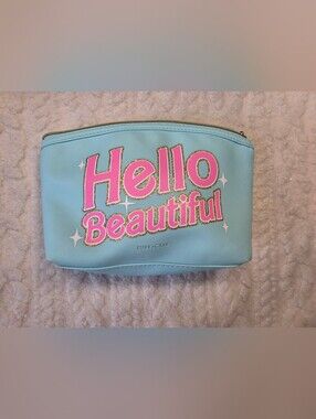 Ruby + Cash Hello Beautiful Aqua Pink Barbiecore Cosmetic Makeup Bag